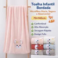 Toalha Infantil Microfibra 70x140cm | Macia, Secagem Rápida, Alta Absorção, Ideal para Banho, Praia e Piscina
