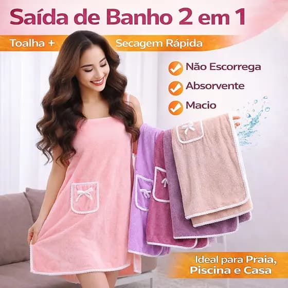 Saída de Banho Microfibra 70x140cm | Toalha Vestido Macia, Absorvente e Secagem Rápida para Praia e Piscina