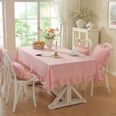 Toalha De Mesa Algodão Lavado Babados Estilo Francês Cozinha Farmhouse Xadrez Envio Imediato