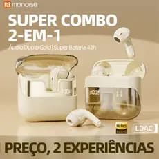 monoise Fone de Ouvido Bluetooth Sem Fio 2 em 1 para Casal, Bateria de Longa Duração, Cancelamento de Ruído ENC IPX4