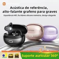 Monoise Fone Sem Fio Bluetooth Ear-Clip 5.4 Grave Potente Até 50h de Bateria para Esporte Corrida Trabalho