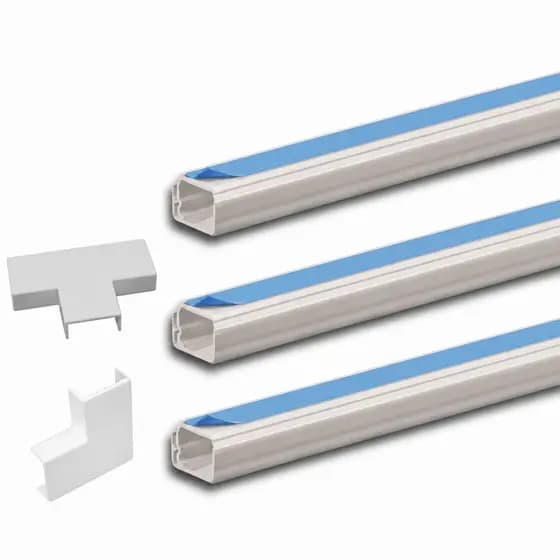 10 peças Canaletas Brancas Pvc 40cm* 24mm X 14mm  Canaleta Adesiva Esconde Fio Conector Emenda