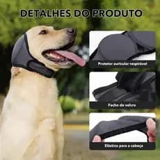 Protetor de Orelha para Cães Redução de Ruído - Ajustável, Calmante, à Prova D'água para Fogos e Tempestades