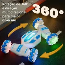 Carro RC Controle Remoto 360 Graus com Luzes LED Coloridas, Alta Qualidade, Veículo de Brinquedo