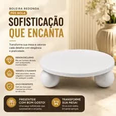 Boleira Redonda Pés Bola Branco Marmorizado 20cm Mesa Posta Festas Doces Portátil