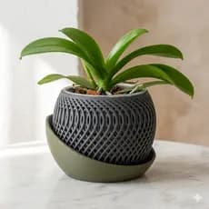 Vaso para Orquídea Ventilado c/ Prato Decorativo Orgânico Várias Cores Planta Suculenta Cacto Tulipa