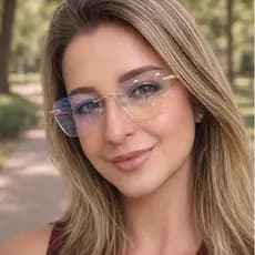 Óculos de Grau Feminino Balgriff Flutuante Sem Aro com Strass Haste Luxo VEXO Leve Elegante
