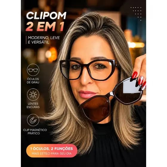Óculos Armação Clipon 2 em 1 Feminino Serena