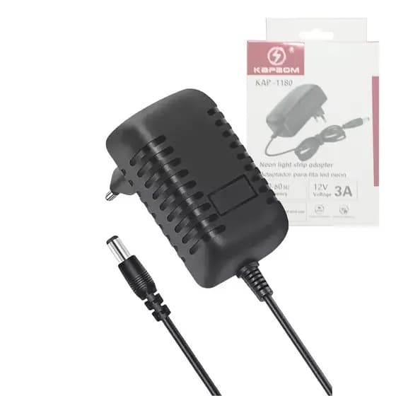 * Fonte de Alimentação 12V - 3A para Fita de Led Neon -  KAP-1180