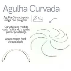 Agulha Curvada Auxilia na Colocação De Mega Hair - Entrelace e Penteados - Cabelo - Mega Hair