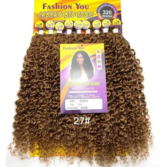 Cabelo ESTELA Cacheado Bio Fibra Macio Similar Humano 320g 70cm 9 telas sem brilho Fashion You