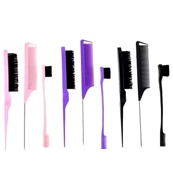 KIT PENTE SEPARADOR DE MECHA + ESCOVA BABY HAIR + ESCOVA 3 FIELIRA