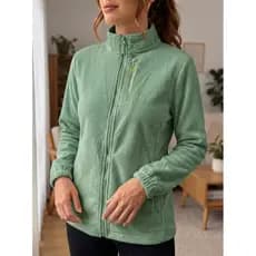Jaqueta Blusa Soft Fleece Feminina Flanelado Gola Alta Inverno com zíper Premium