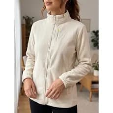 Jaqueta Blusa Soft Fleece Feminina Flanelado Gola Alta Inverno com zíper Premium