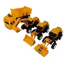 Kit 4  Brinquedo Caminhao Veículos De Obra Trator Escavadeira Rolo