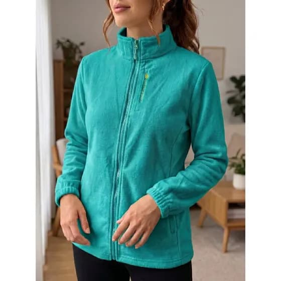 Jaqueta Inverno Blusa Soft Fleece Feminina Flanelado Gola Alta Inverno com zíper Premium