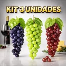 Kit De 01 Até 03 Cachos de Uvas Artificiais Decorativas Realistas para Cozinha Fruteira Mesa Posta