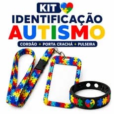 Kit Identificação Autismo Unissex Completo Cordão + Porta Crachá + Pulseira TEA