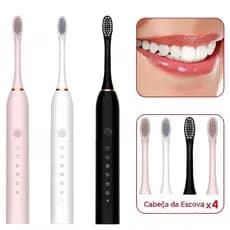 Escova de Dentes Elétrica Modos Cerdas Recarregável Limpeza Profunda Higiene mais rápida e prático IPX7