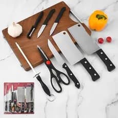 Conjunto de Facas de Cozinha 8 Peças Aço Inoxidável Cortes Precisos Design Ergonômico Para Preparo de Alimentos