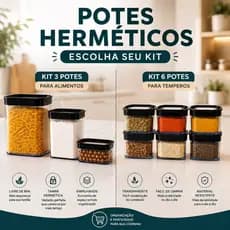 Kit Potes Herméticos Organizadores Cozinha Escolha Seu Kit Cozinha Empilhável 3 Potes ou 6 Porta Tempero