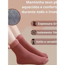 Meia Térmica Super Quente com Pelúcia Inverno Proteção Contra Frio Sem Volume