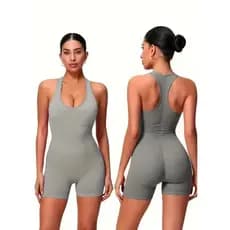 Moda verão mulheres trabalho de volta U apertado envoltório quadril esportes uma peça calças de ioga curtaslililili