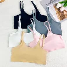 Bralette De Seda Gelada Sem Costura De Verão Para Mulheres – Sutiã Esportivo Push-Up Com Decote Visível