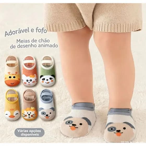 Meia infantil Sapatilha Antiderrapante Infantil e Bebê em Algodão Menina e Meninos Variado Modelos