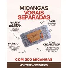 Miçanga de Letra Vogais Separadas Com Organizador 300 Missangas Separadas Colar Pulseira Chaveiro