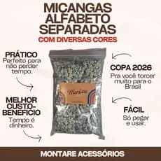 Kit Miçanga Letras do Alfabeto Separadas 1300/650 Sem Organizador Missangas Artesanato Bijuteria Pulseira Copa Brasil