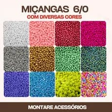 Miçanga de Vidro 6/0  - Qualidade Premium e Brillho intenso (30g | 60g | 120g - Missanga Miçangão