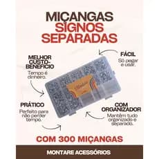 Miçangas de Signos Separadas com Organizador 300 Missangas Signos Pulseira Colar Bijuteria