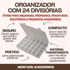 Caixa organizadora com 24 divisórias transparente com travas caixa multiuso caixa para miçanga parafusos artesanato