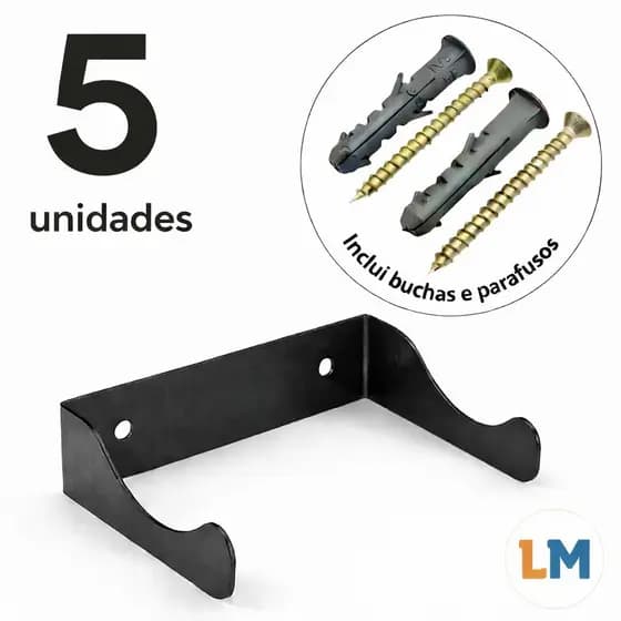5 x Suporte para Vinho Adega Vertical Industrial Parede Preto