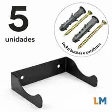 5 x Suporte para Vinho Adega Vertical Industrial Parede Preto