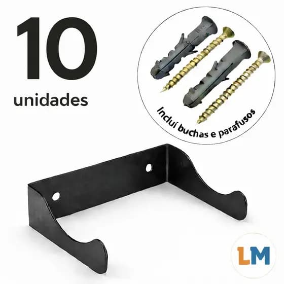 10 x Suporte para Vinho Adega Vertical Industrial Parede Preto