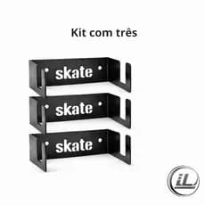 Kit 3 Suportes Organizador em Aço de pendurar Skate Longboard Reforçado