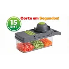 Fatiador Cortador Ralador De Legumes Multifuncional Mandoline 15 Em 1 Com Cesto