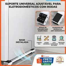 Suporte Mover Geladeira Fogão Máquina Lavar Ajustável 45-72cm Rodinhas Anti Risco Super Resiste 500kg Limpeza Fácil