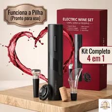 Kit Abridor De Vinho Elétrico Saca-Rolhas A Pilha 4 Em 1 Com Cortador E Rolha A Vácuo Presente
