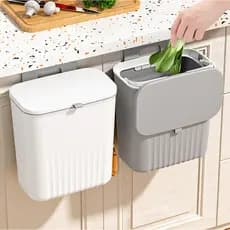 Lixeira Suspensa Para Porta De Armário Cozinha Pia Com Tampa Deslizante Anti-Odor