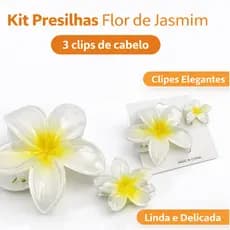 Kit 3 Presilhas de Cabelo Flor Havaiana – Prendedor Feminino Delicado Flor Grande e Pequenas