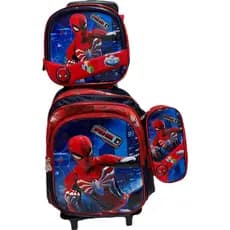 Kit Mochila Escolar Infantil com Rodinhas LED Lancheira e Estojo - Personagens – Menino e Menina