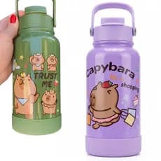Garrafa Térmica Inox 800ml com Alça Capivara, Água Gelada por Horas, Resistente, Antivazamento - Capybara