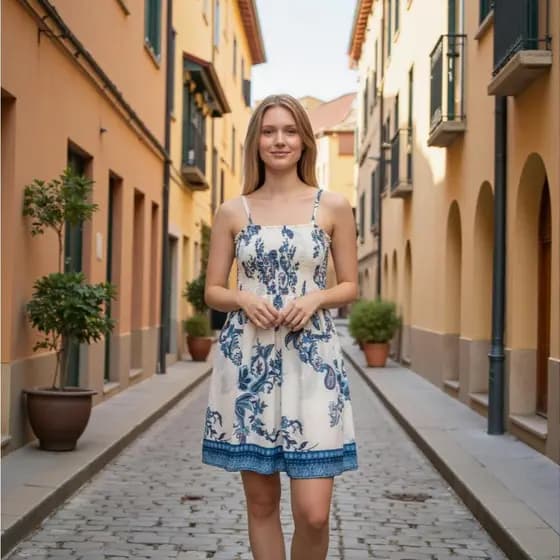 Vestido Curto Estampado Praia Verao Casual Crepinho