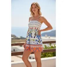 Vestido Feminino Estampado Curto Praia Verao Casual Crepinho