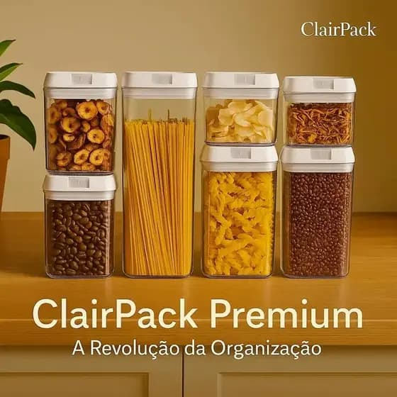 Produto Potes Acrílico Herméticos para Cozinha 7 Peças