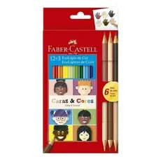 Lapis De Cor Faber Castell 12 Cores +3 Caras E Cores