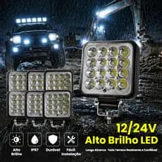 OTIMOA Kit 6 Farol De Milha Retangular 16 Leds 48w Função Alto/Baixo Universal 12/24v Envio Local